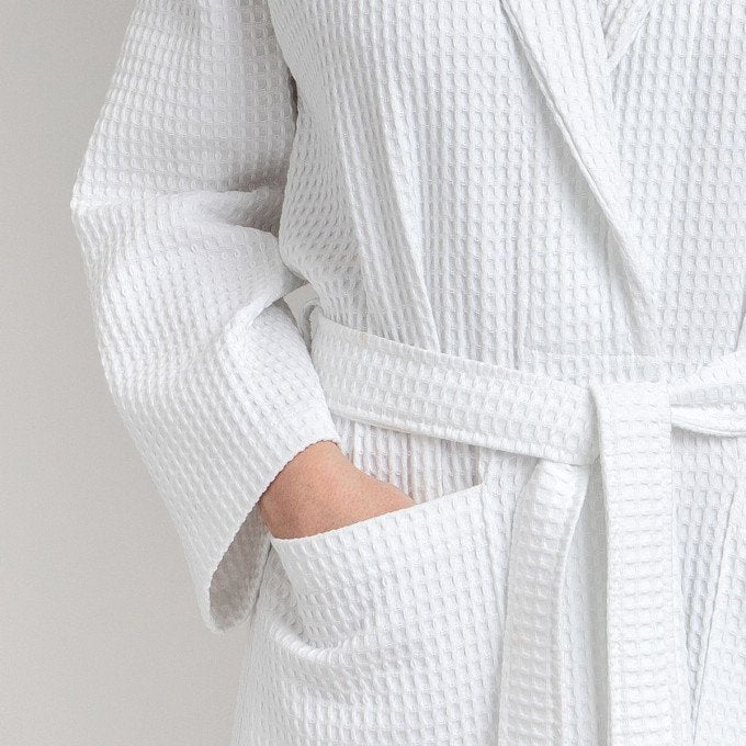 Packs peignoir nid'abeille + serviette  50/90 cm + pantoufles