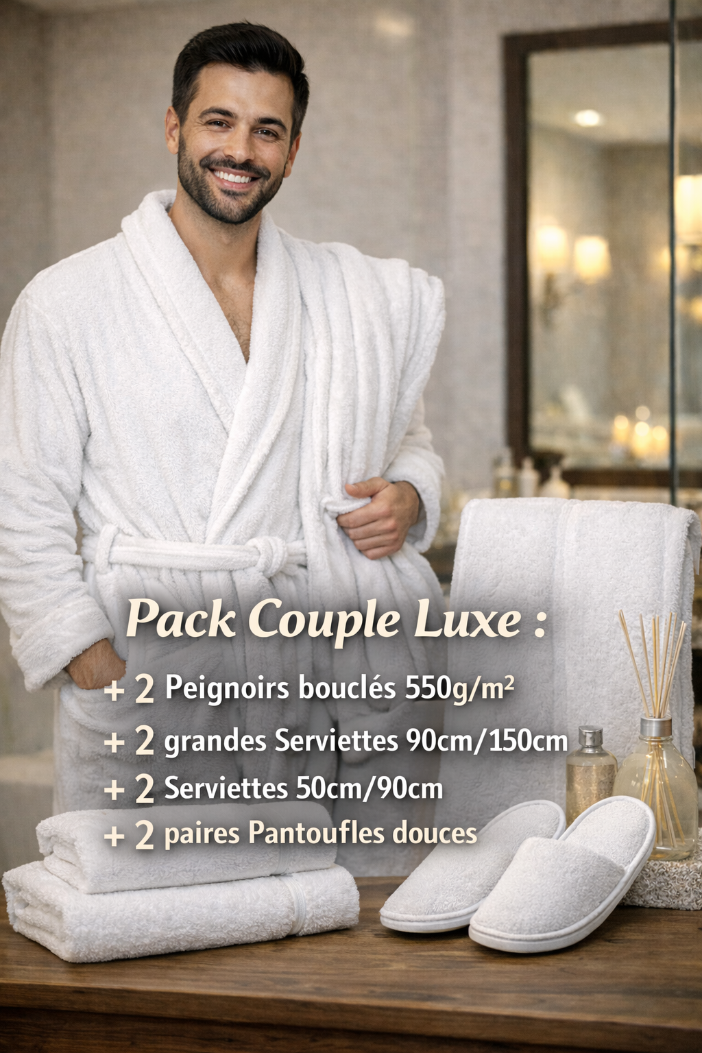 Pack Couple Luxe – Expérience Hôtel 5⭐ à la maison