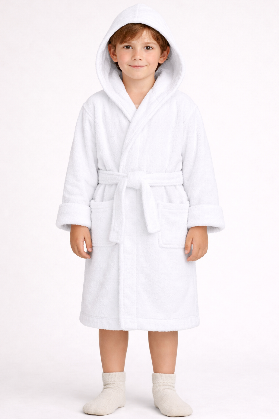 Peignoir Enfant – Velours 350g/m² + Capuche 100 coton %