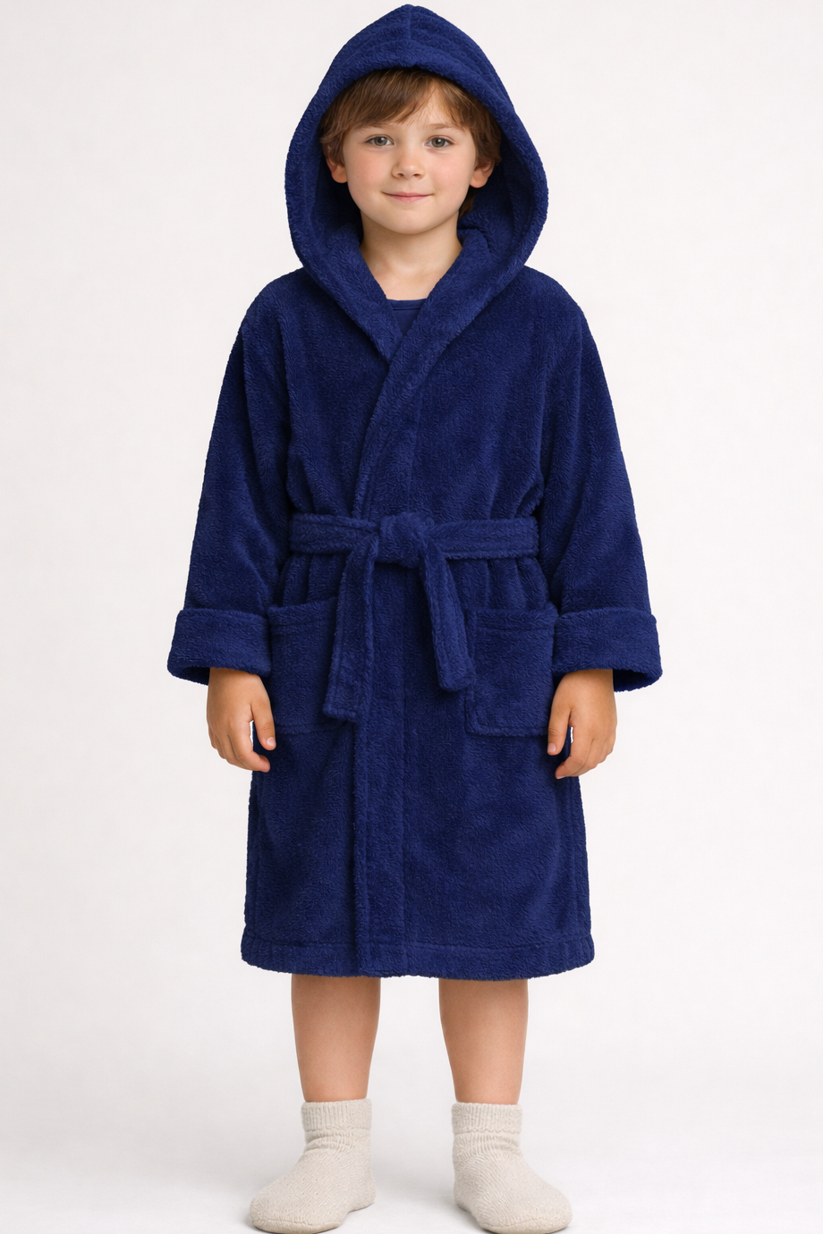 Peignoir Enfant – Velours 350g/m² + Capuche 100 coton %