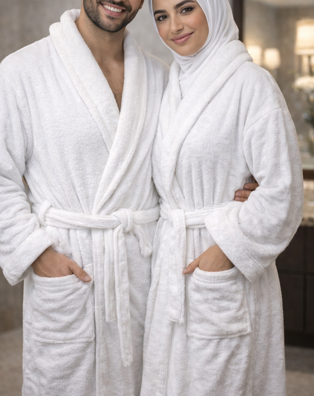 Peignoir velours 100%coton blanc