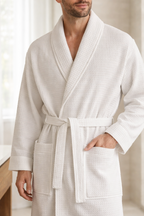 Packs peignoir nid'abeille + serviette  50/90 cm + pantoufles